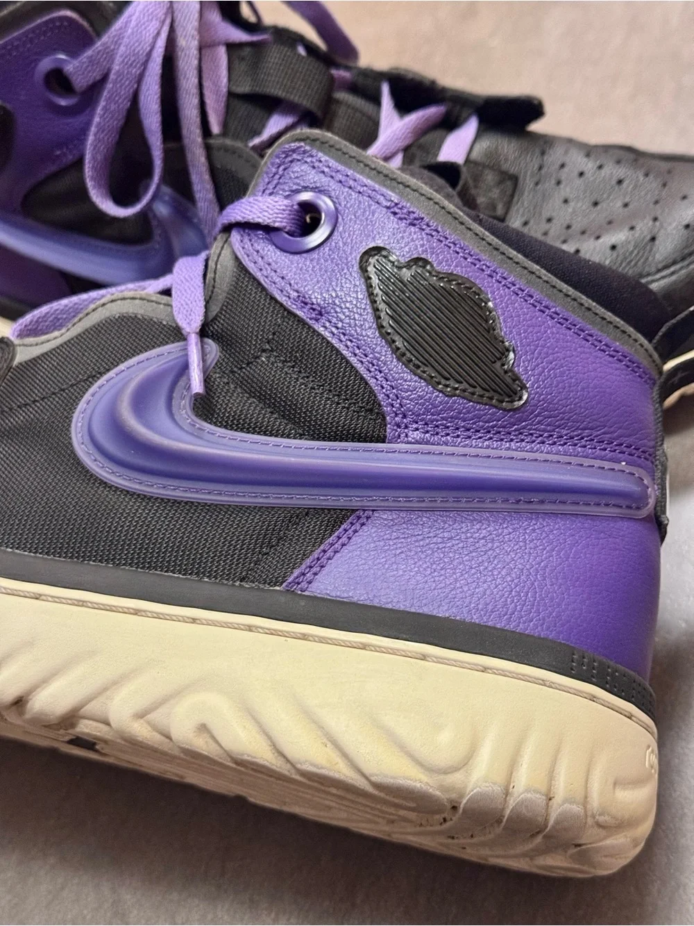Jordan Air Jordan 1 High React High-Top Sneakers in Purple & Black, Men’s 11